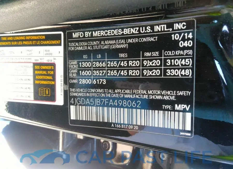 4JGDA5JB7FA498062# 9