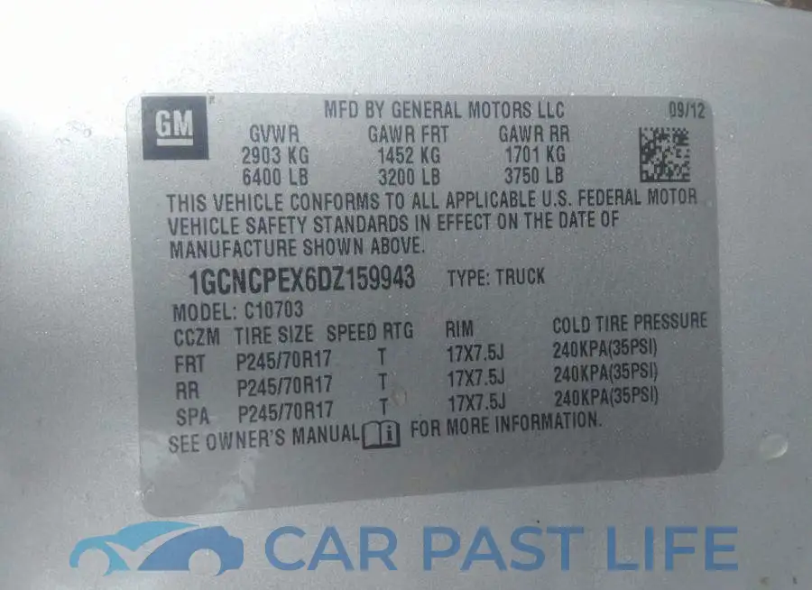 1GCNCPEX6DZ159943# 9