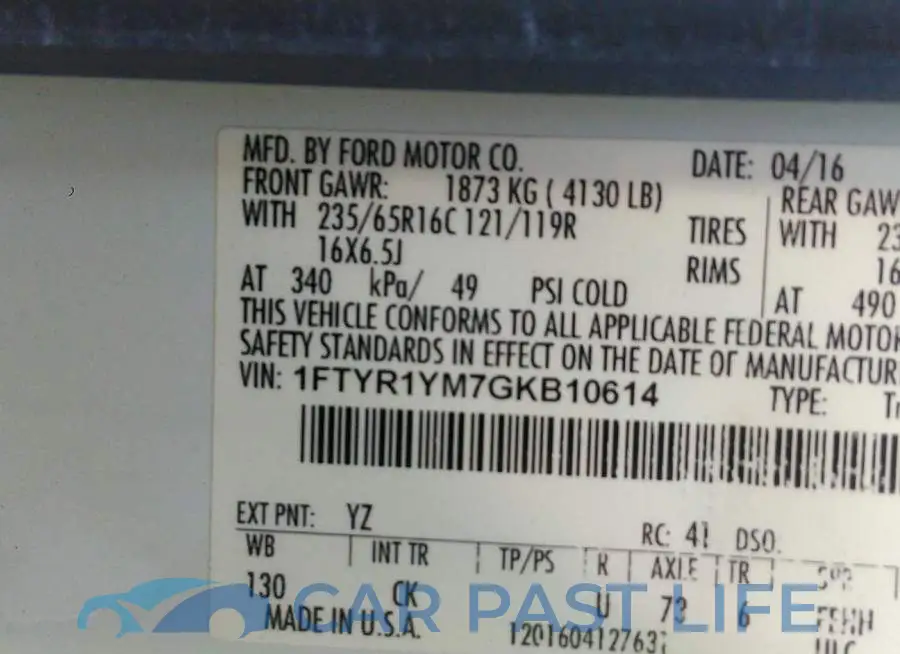 1FTYR1YM7GKB10614# 9