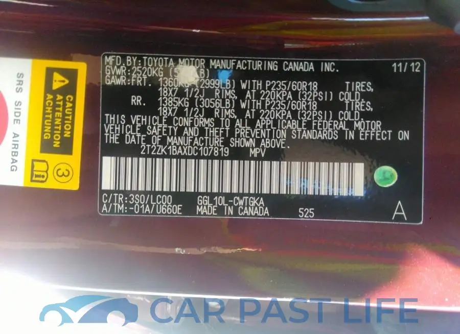 2T2ZK1BAXDC107819# 9