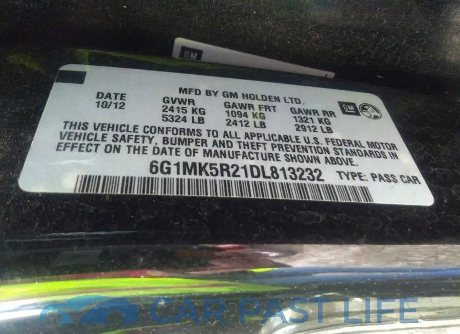 6G1MK5R21DL813232# 9