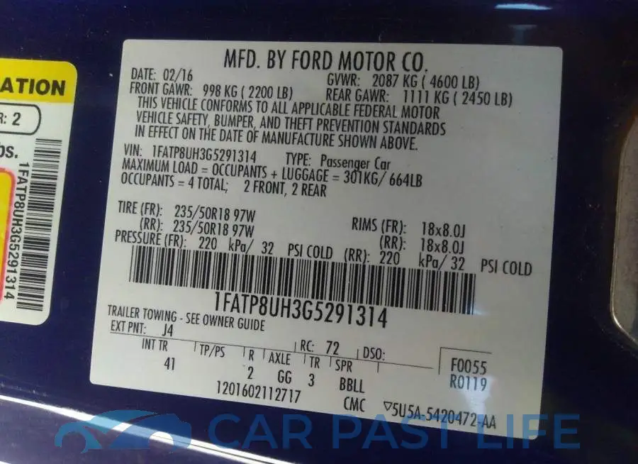 1FATP8UH3G5291314# 9