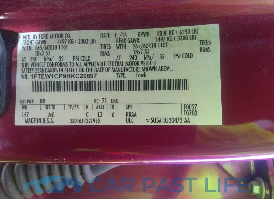 1FTEW1CP9HKC29697# 9