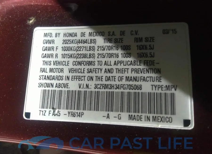 3CZRM3H34FG705068# 9