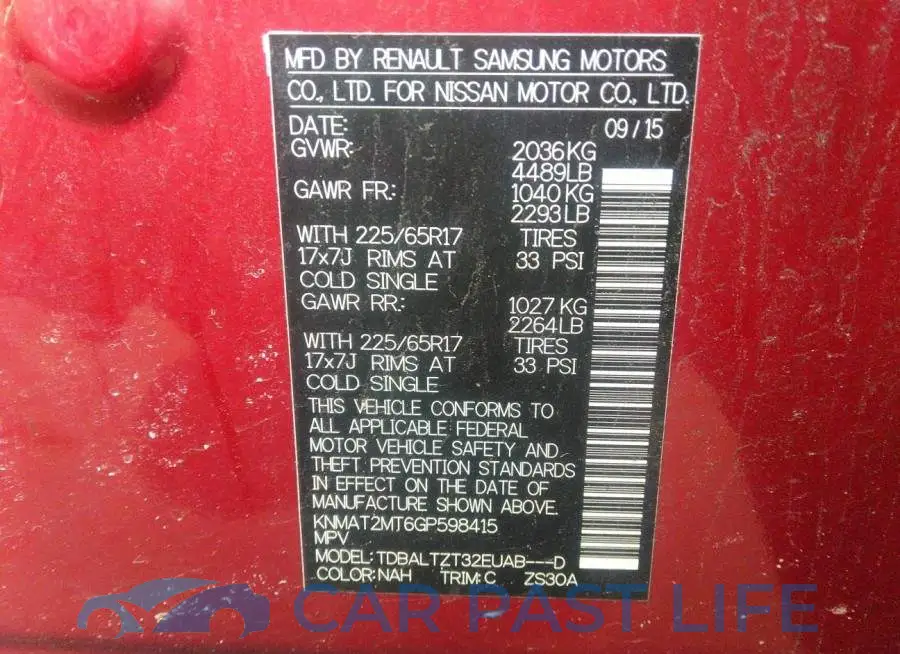 KNMAT2MT6GP598415# 9
