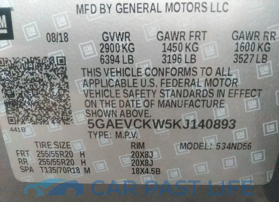5GAEVCKW5KJ140893# 9