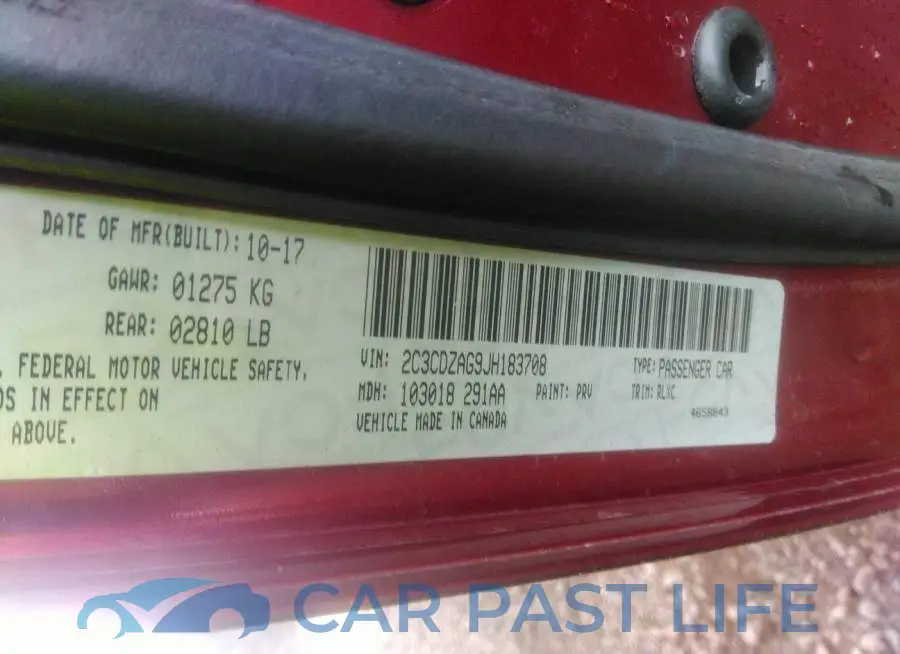 2C3CDZAG9JH183708# 9