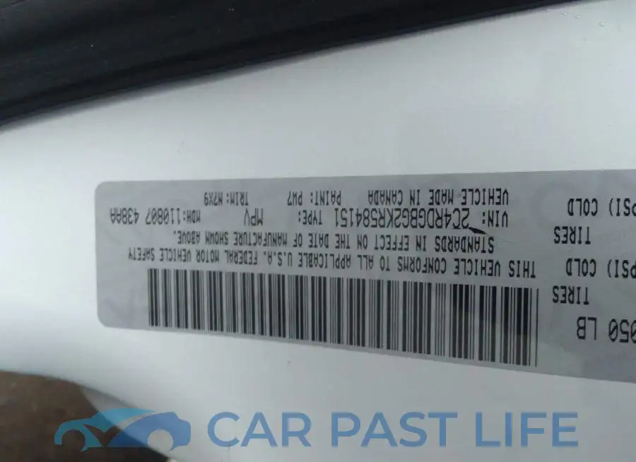 2C4RDGBG2KR584151# 9