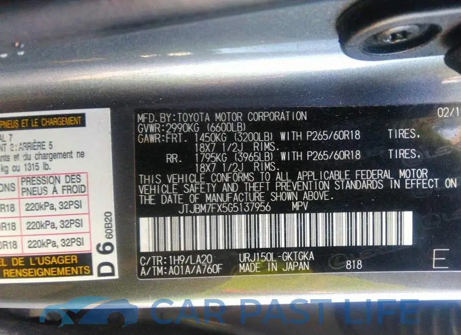 JTJBM7FX5G5137956# 9
