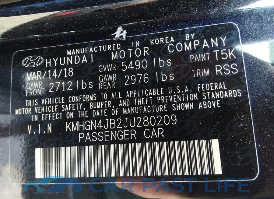 KMHGN4JB2JU280209# 9