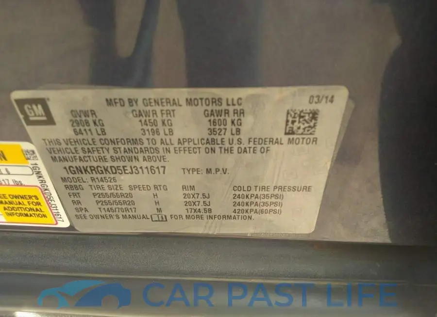 1GNKRGKD5EJ311617# 9