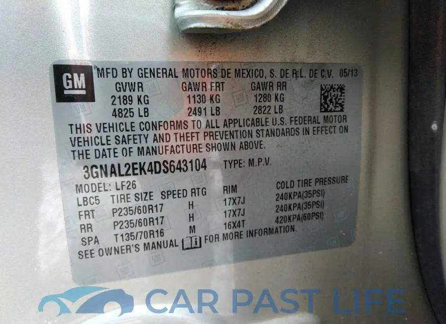 3GNAL2EK4DS643104# 9