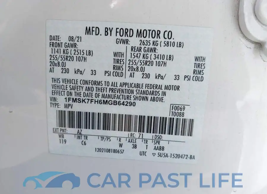 1FMSK7FH6MGB64290# 9