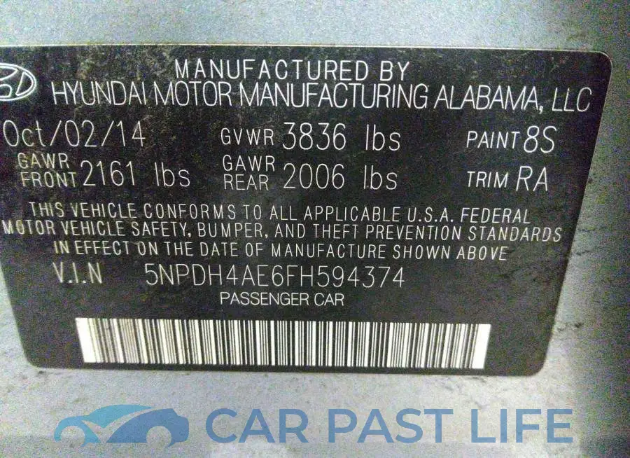 5NPDH4AE6FH594374# 9