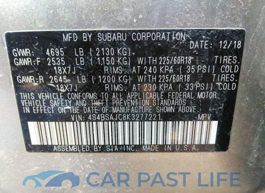 4S4BSAJC8K3277221# 9