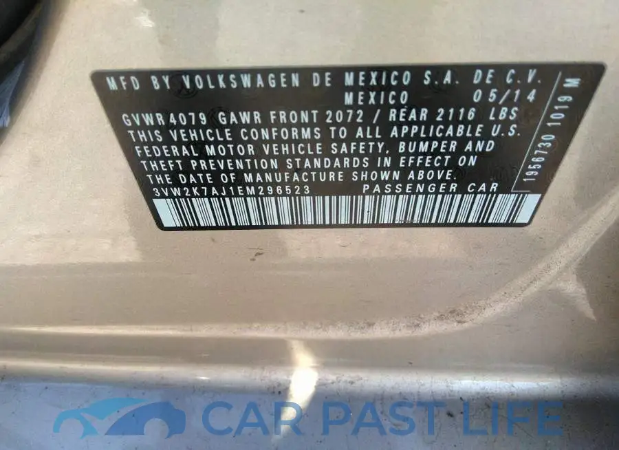 3VW2K7AJ1EM296523# 9