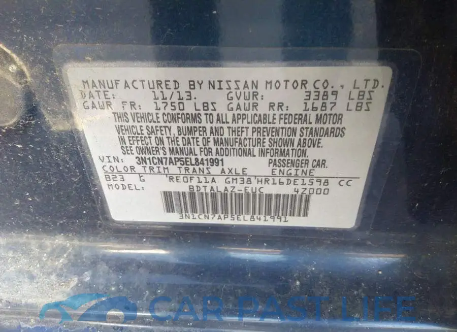3N1CN7AP5EL841991# 9