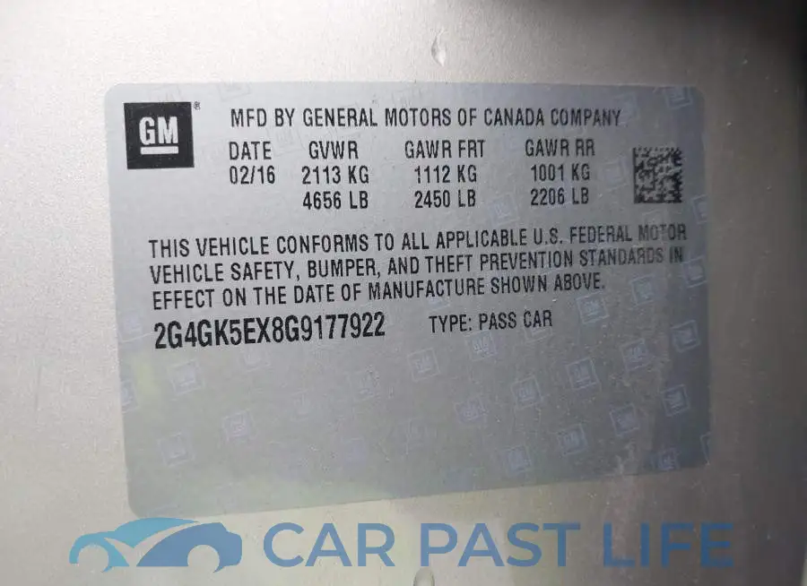 2G4GK5EX8G9177922# 9