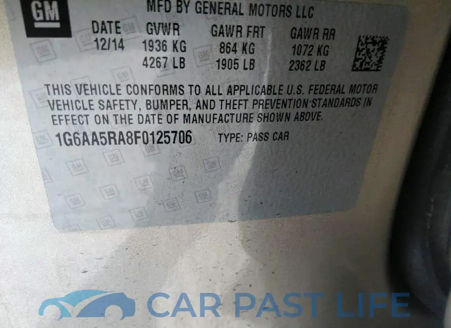1G6AA5RA8F0125706# 9