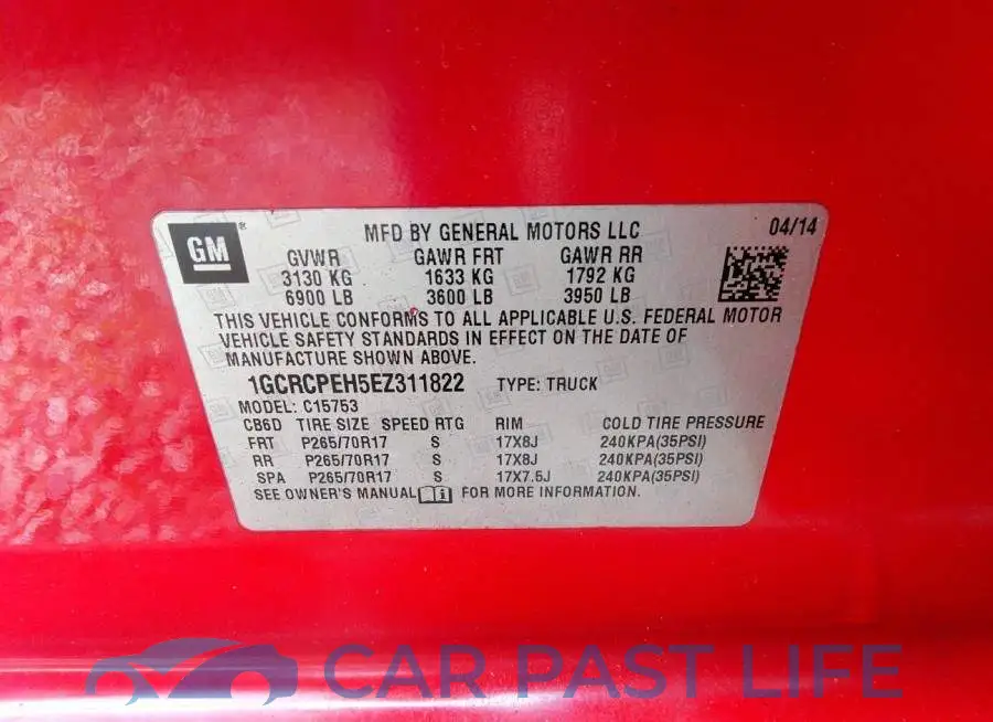 1GCRCPEH5EZ311822# 9