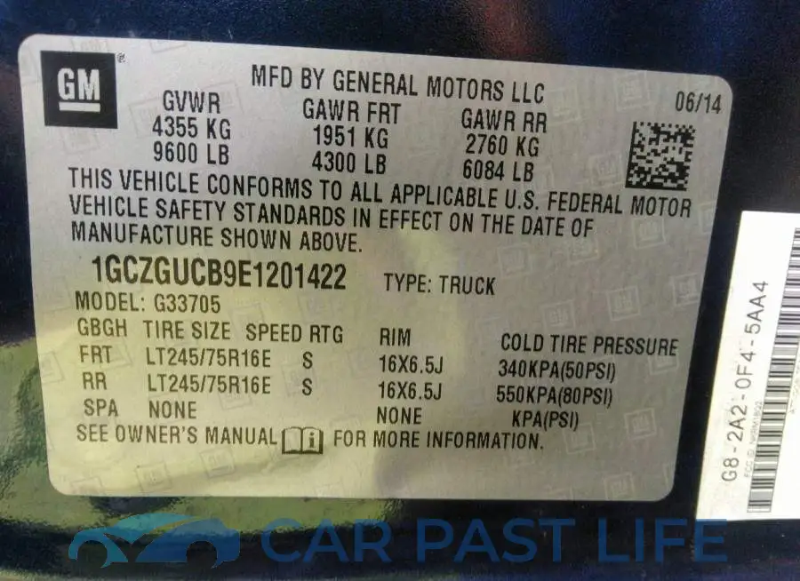 1GCZGUCB9E1201422# 9