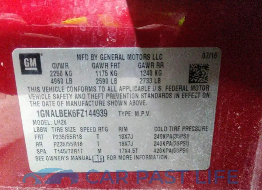1GNALBEK6FZ144939# 9
