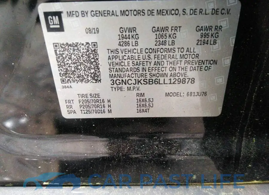 3GNCJKSB6LL129878# 9