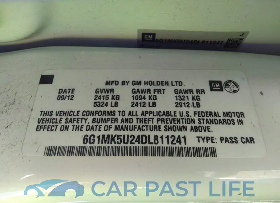 6G1MK5U24DL811241# 9