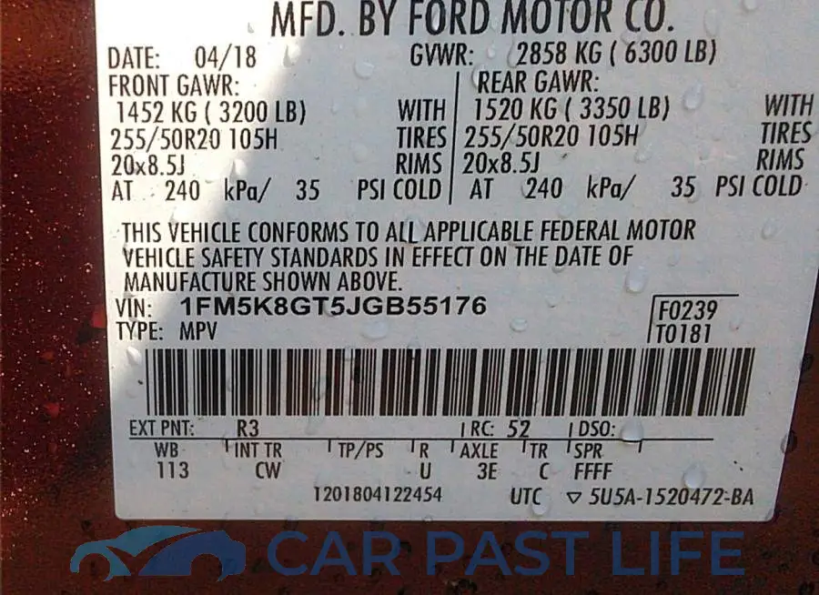 1FM5K8GT5JGB55176# 9