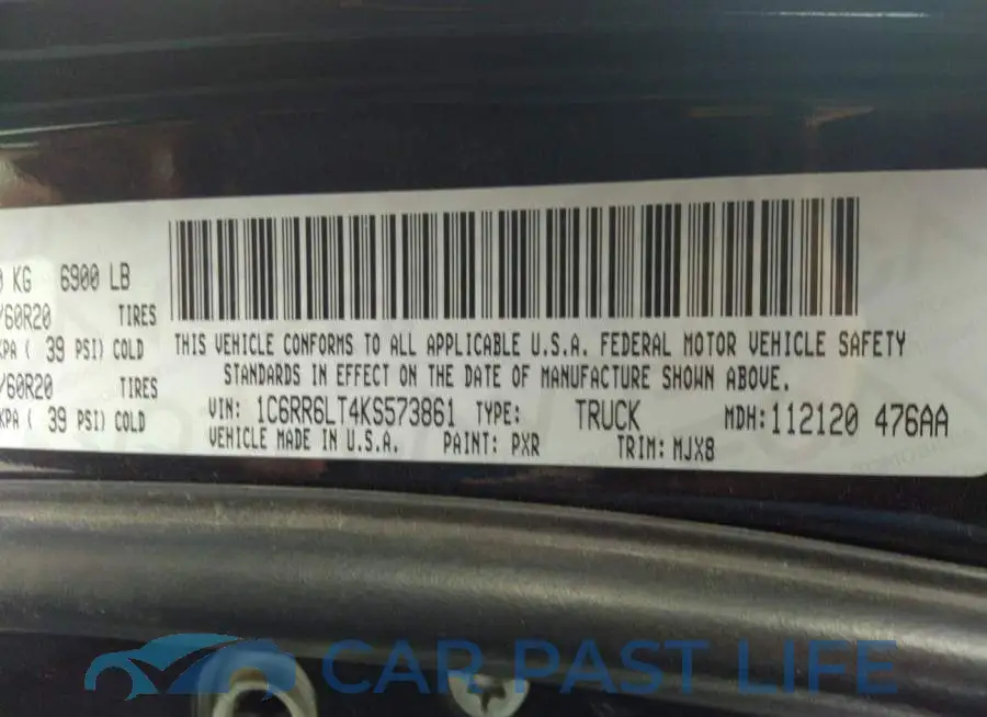 1C6RR6LT4KS573861# 9