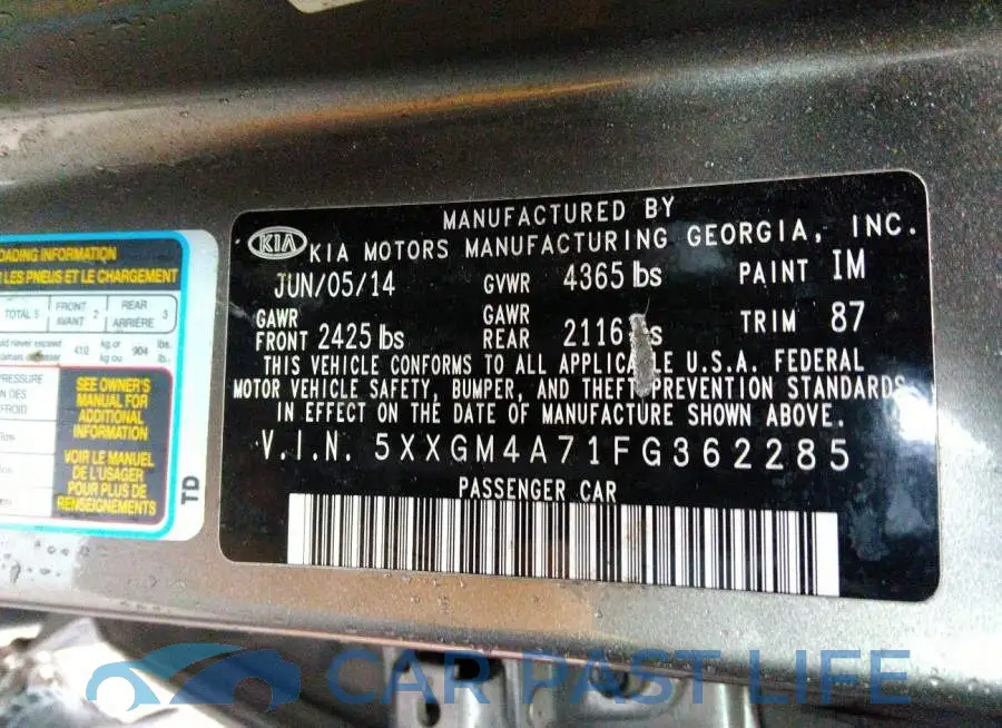 5XXGM4A71FG362285# 9