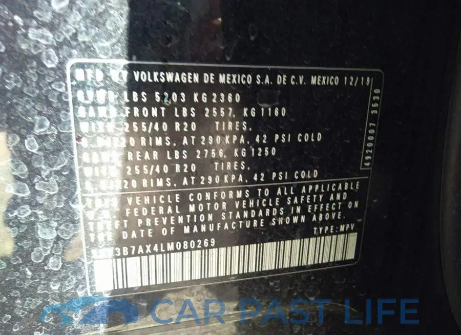 3VV3B7AX4LM080269# 9