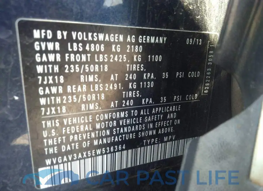 WVGAV3AX5EW536364# 9