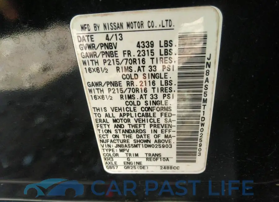 JN8AS5MT1DW025903# 9