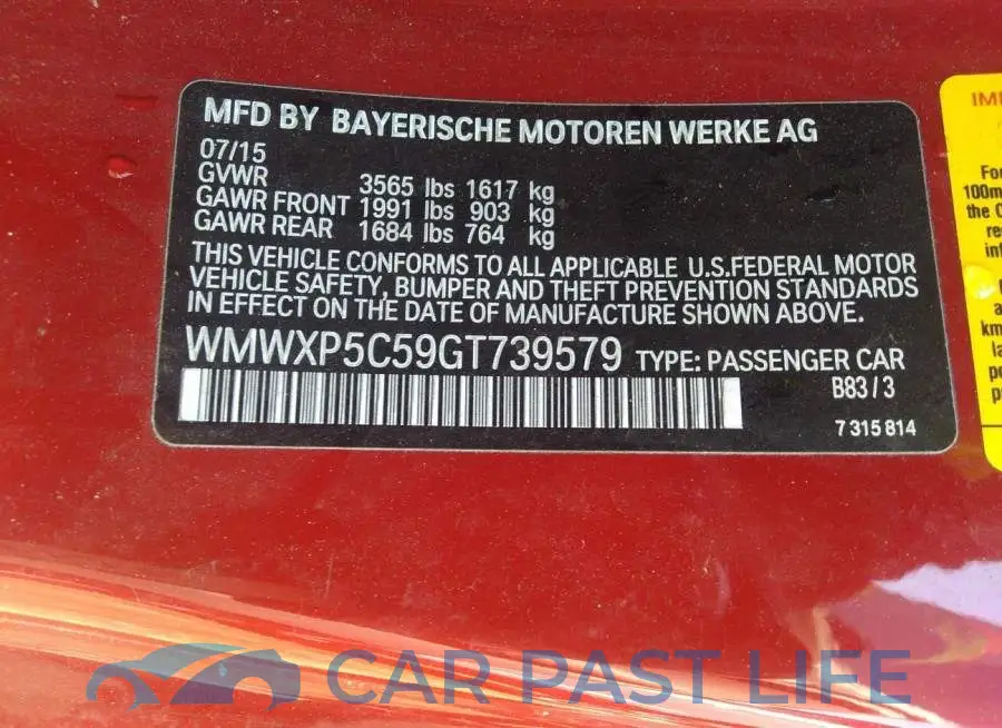 WMWXP5C59GT739579# 9