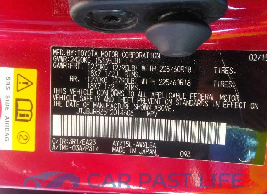 JTJBJRBZ5F2014606# 9
