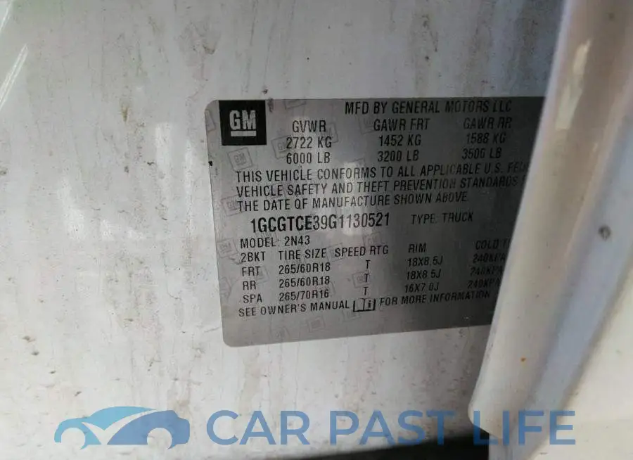 1GCGTCE39G1130521# 9