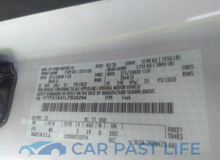 1FTFX1E41LFB26294# 9