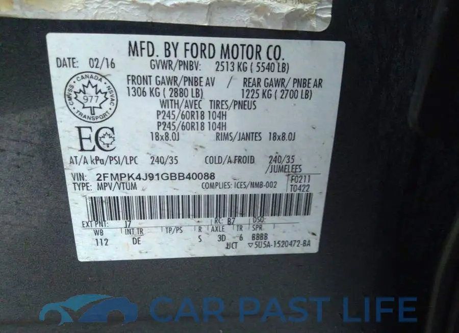 2FMPK4J91GBB40088# 9