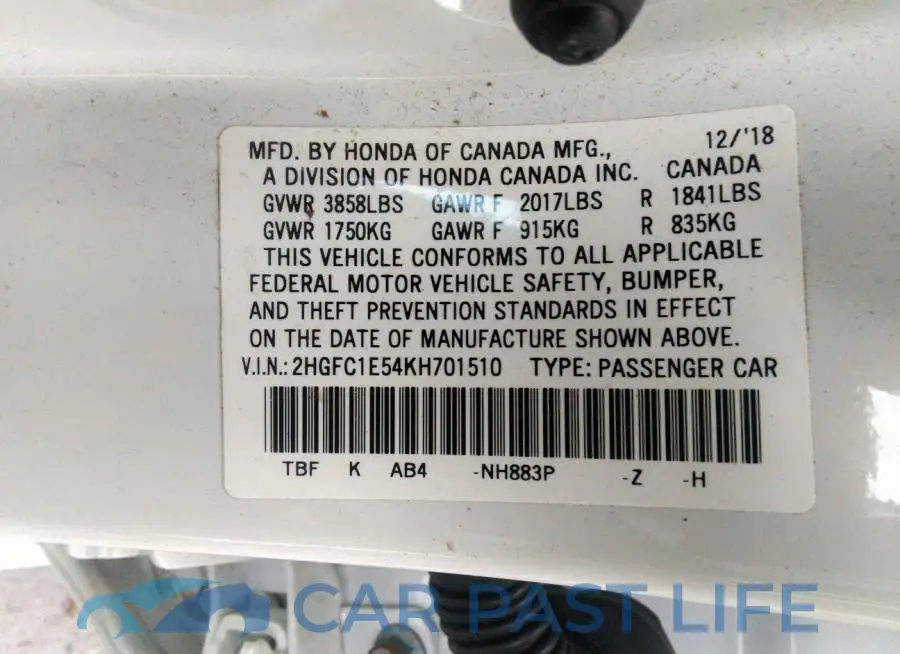 2HGFC1E54KH701510# 9