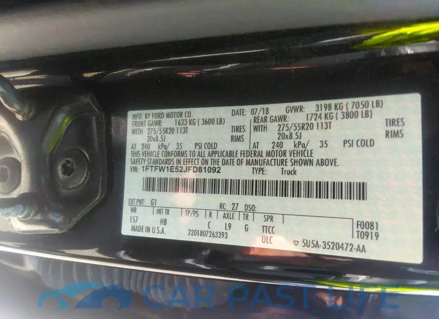 1FTFW1E52JFD81092# 9