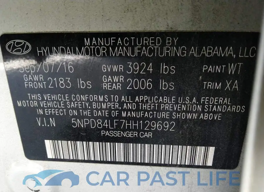 5NPD84LF7HH129692# 9