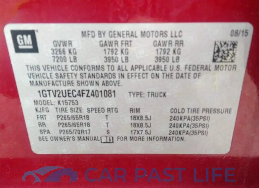 1GTV2UEC4FZ401081# 9