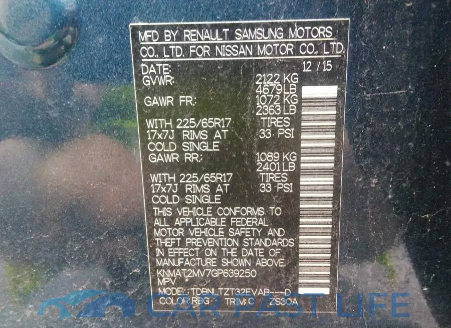 KNMAT2MV7GP639250# 9