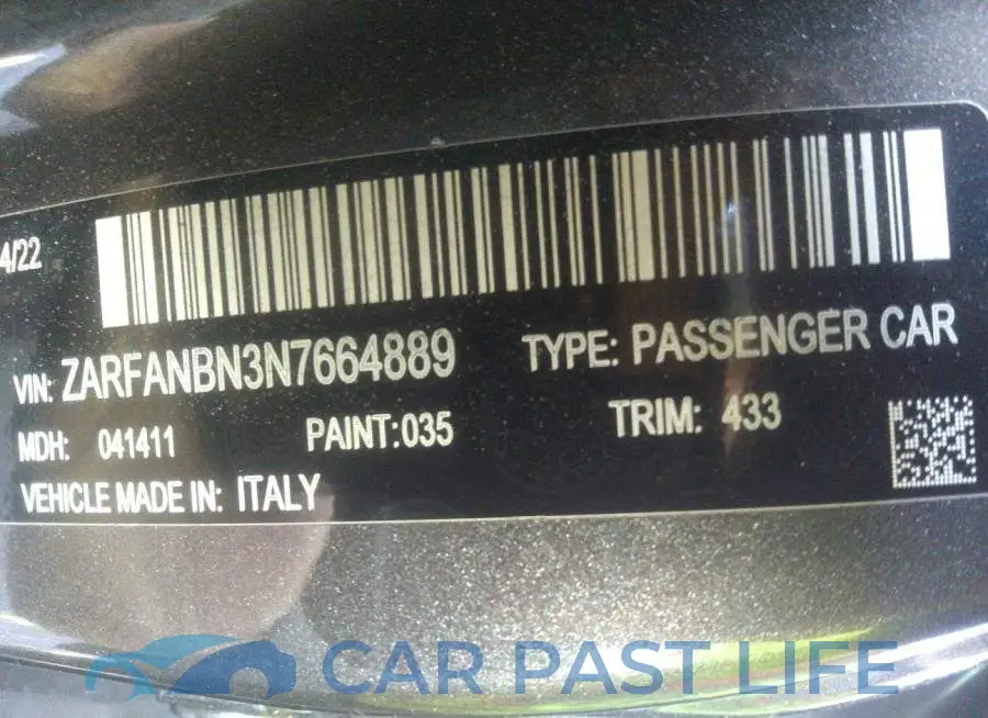 ZARFANBN3N7664889# 9