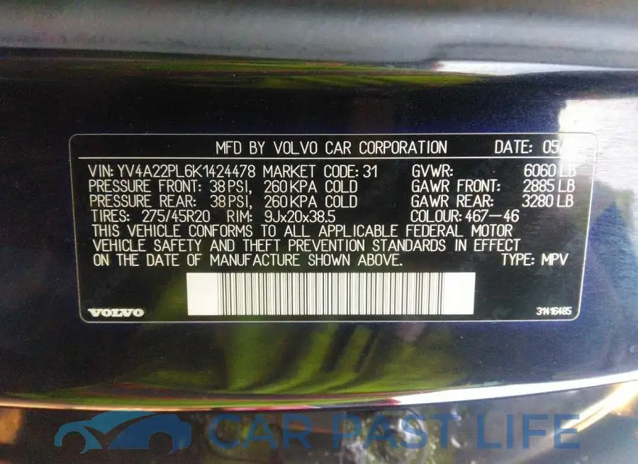 YV4A22PL6K1424478# 9