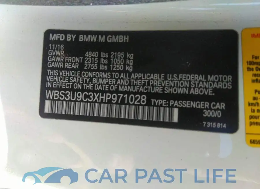 WBS3U9C3XHP971028# 9