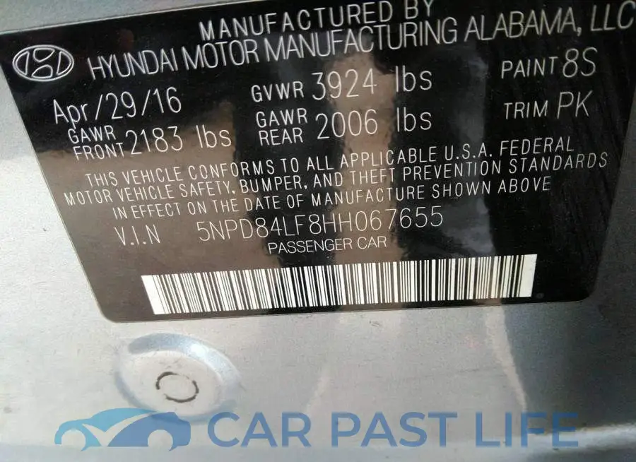 5NPD84LF8HH067655# 9