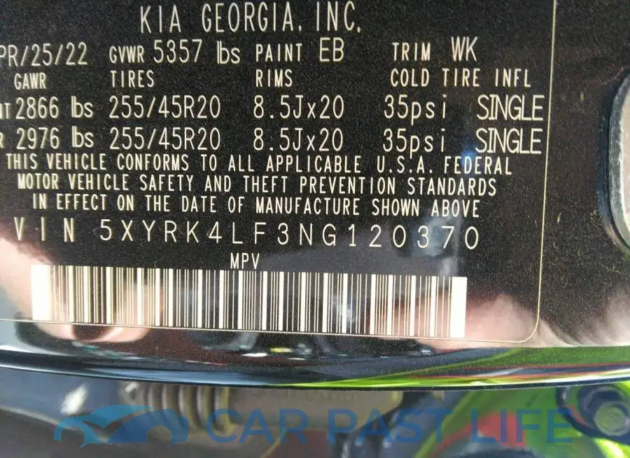 5XYRK4LF3NG120370# 9