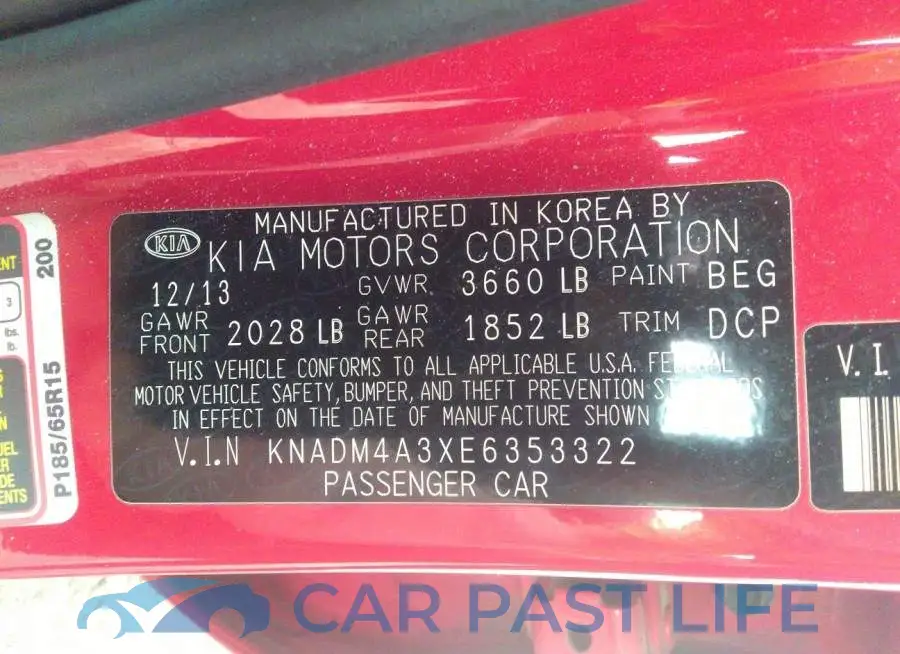 KNADM4A3XE6353322# 9